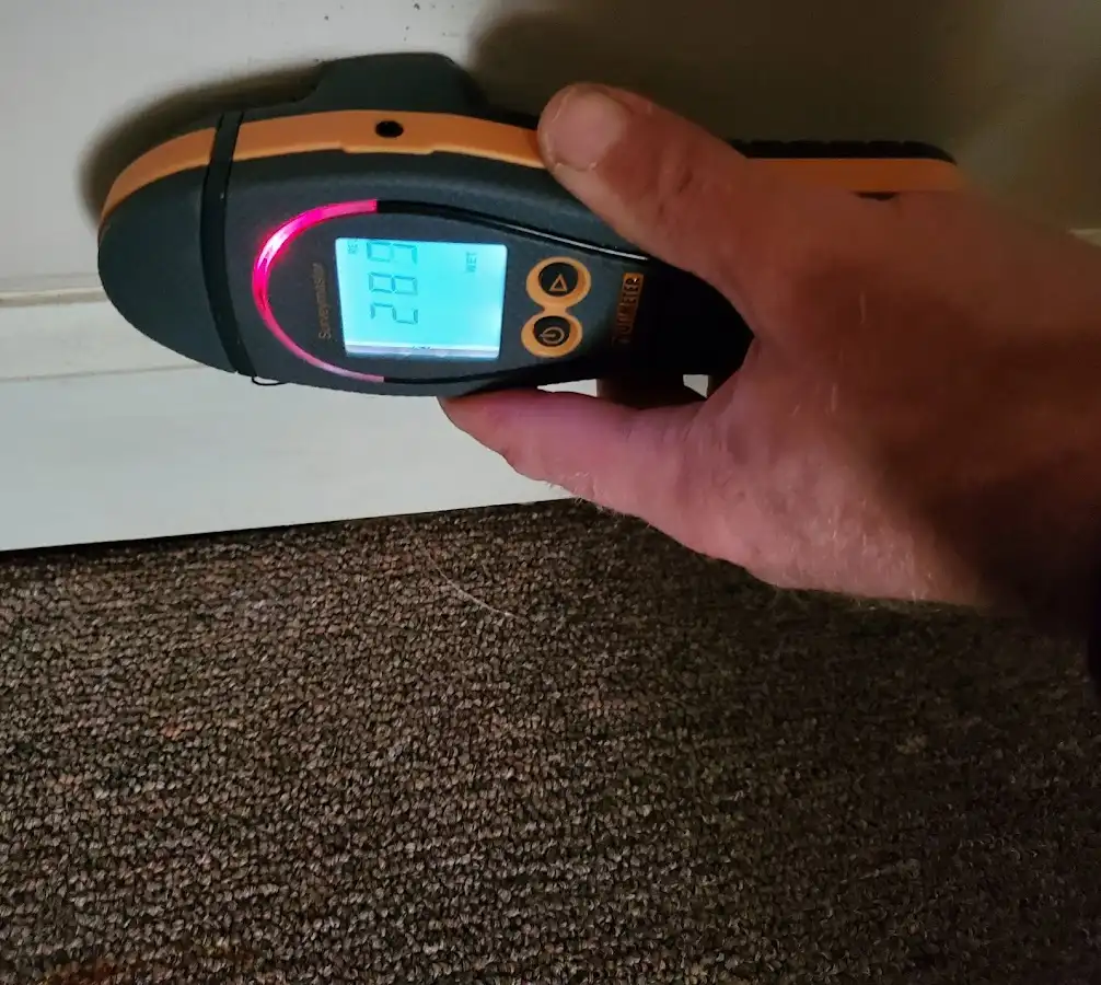 Moisture detection at baseboard during Sewage Cleanup & Sanitation in University Place
